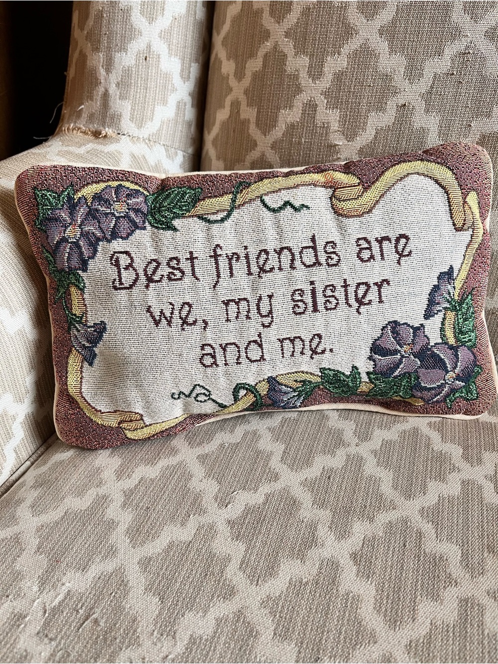 Best Friends Are We My Sister And Me Floral Pillow 12” x 7”